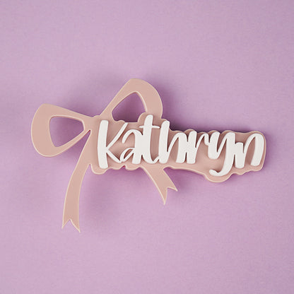 Owllaser Bow-knot Custom Name Acrylic Hair Clip Personalized Hair Accessory