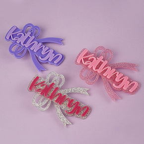 Owllaser Double Bow-knot Acrylic Hair Clip Personalized Name Hair Accessory