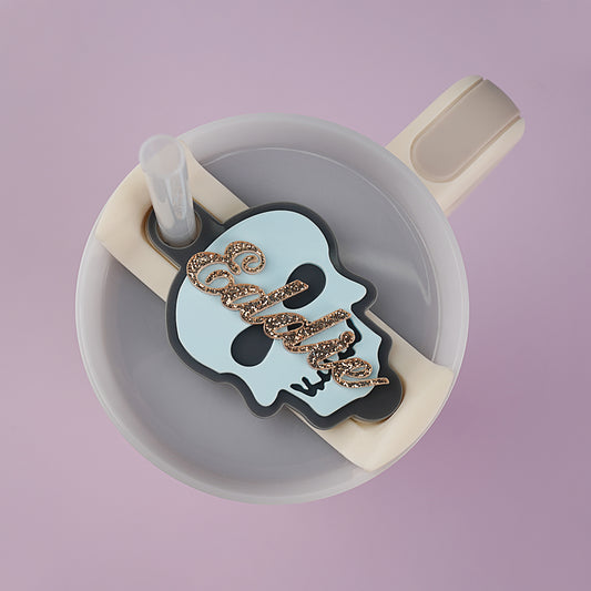 Owllaser Halloween Smile Skull Tumbler Tags, Custom Name, Color,  30oz/40oz