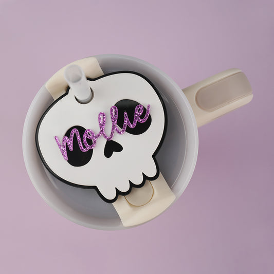 Owllaser Halloween Lovely Skull Cartoon Tumbler Tags, Custom Name, Color,  30oz/40oz