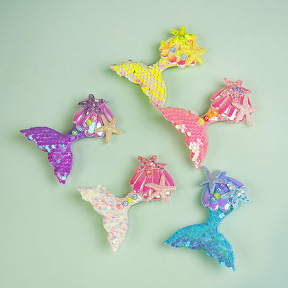 Owllaser Colorful Mermaid Hair Clip with Starfish, Custom Name