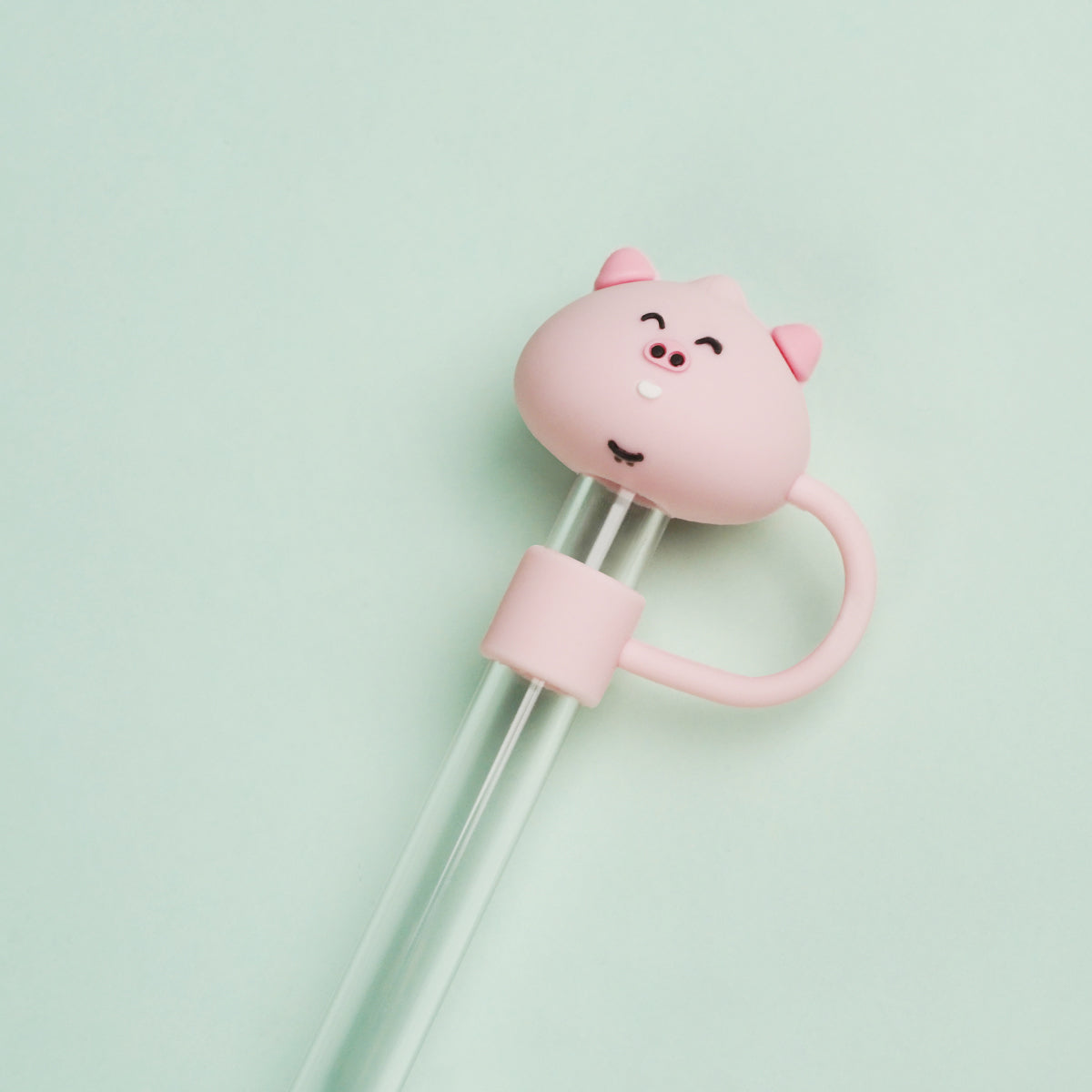 Owllaser Cute Pig Straw Topper Accessory for 10mm Straw