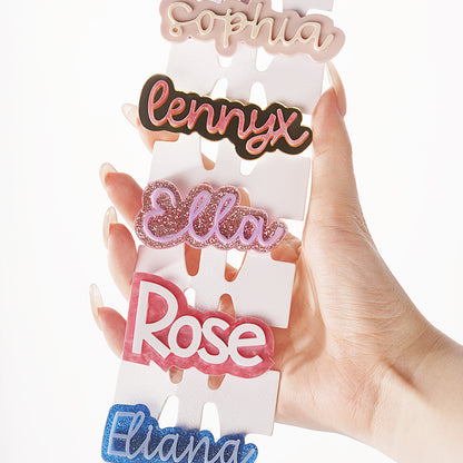 Owllaser Custom Name Acrylic Hair Clip Personalized Hair Accessory Gifts