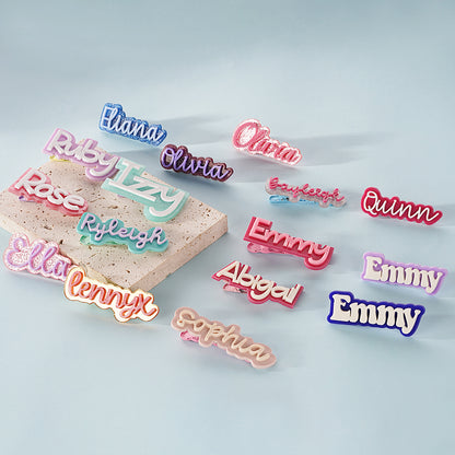 Owllaser Custom Name Acrylic Hair Clip Personalized Hair Accessory Gifts