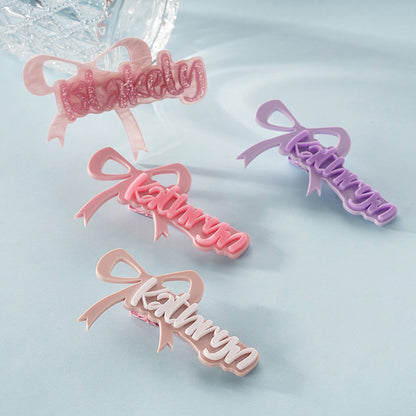 Owllaser Bow-knot Custom Name Acrylic Hair Clip Personalized Hair Accessory