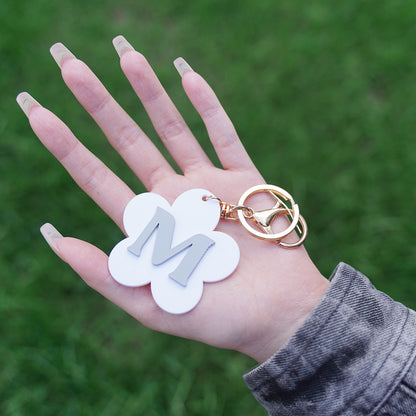 Owllaser Flower Style-Keychain, Backpack Buckle with Initial