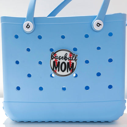 Owllaser "baseball MOM" Charm for HandBags, Accessories PVC Rubber for Bogg Bags