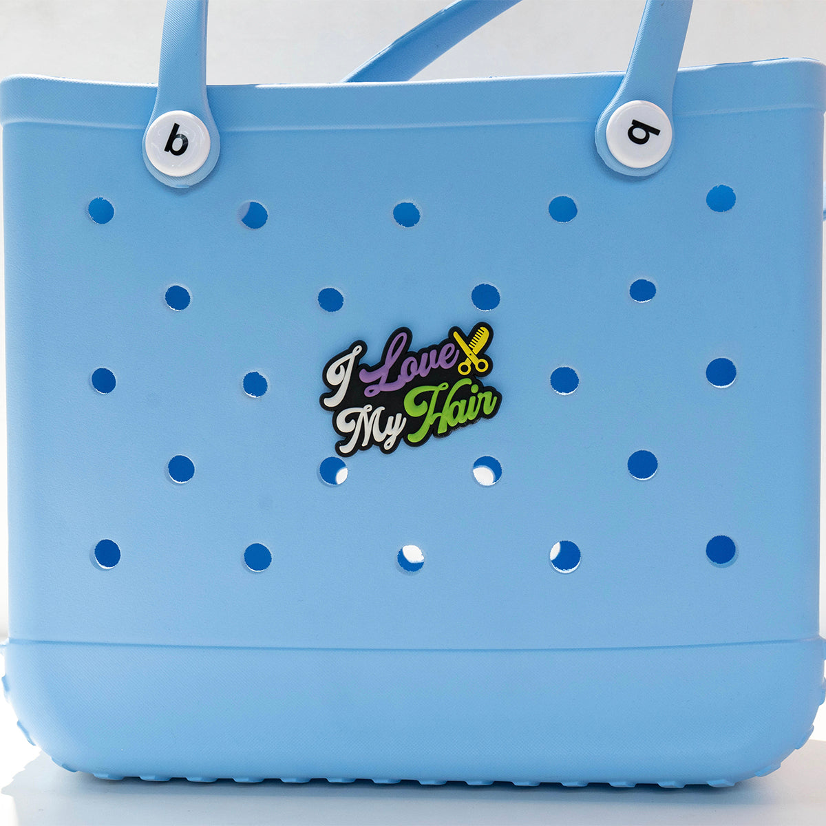Owllaser DE "I Love My Hair" Charm for HandBags, Accessories PVC Rubber for Bogg Bags