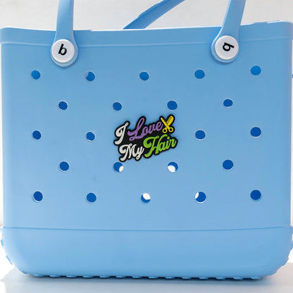 Owllaser DE "I Love My Hair" Charm for HandBags, Accessories PVC Rubber for Bogg Bags