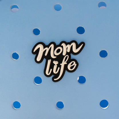 Owllaser White "MOM LIFE" Charm for HandBags, Accessories PVC Rubber for Bogg Bags