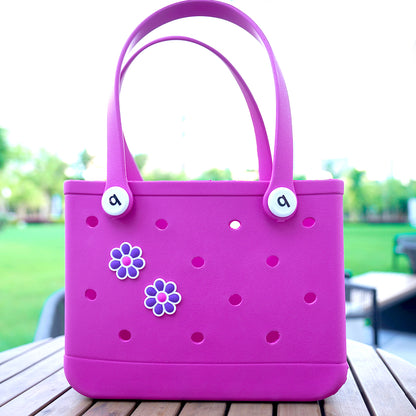 Owllaser Two Flowers Charms for Bogg Bag, PVC Rubber Totes Inserts Charms Accessories for Handbag Beach Tote Bag