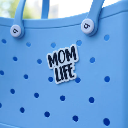 Owllaser "MOM LIFE" HandBag Accessories PVC Rubber Totes Inserts Charms for Bogg Bag