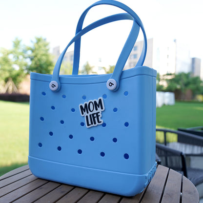 Owllaser "MOM LIFE" HandBag Accessories PVC Rubber Totes Inserts Charms for Bogg Bag