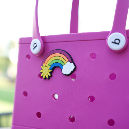 Owllaser Rainbow Charms, Rubber Beach Bag Tote Handbag Bogg Bag