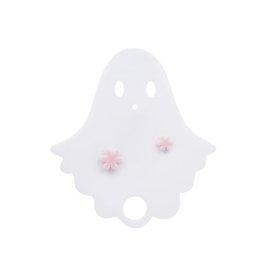 Owllaser Halloween White Ghost Tumbler Tags with Pink Flower 30oz/40oz