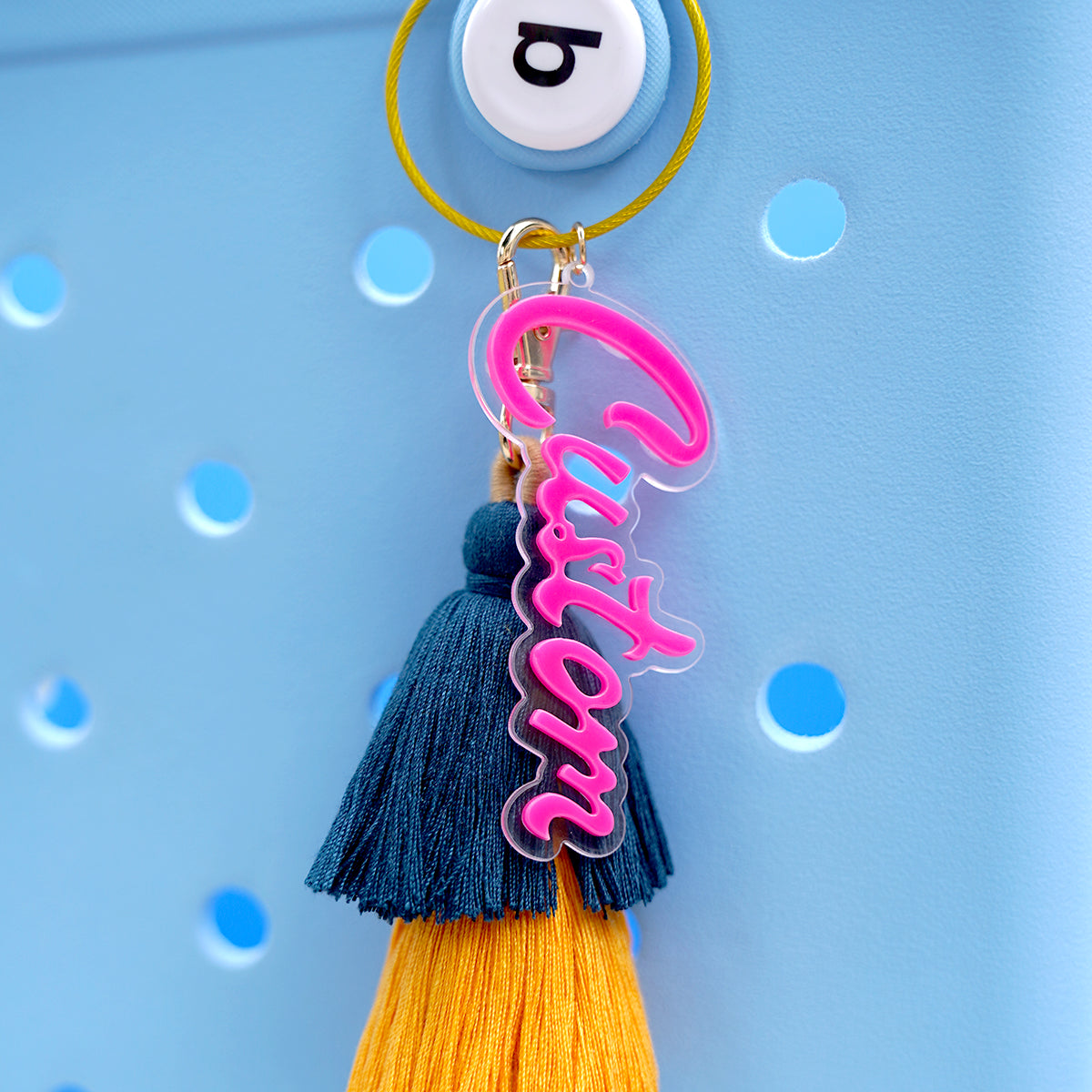 Owllaser 3D Personalized Name Charm for Handbag and Keychain with Colorful Tassel