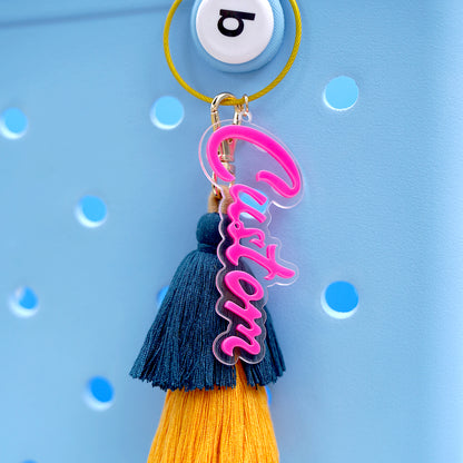 Owllaser 3D Personalized Name Charm for Handbag and Keychain with Colorful Tassel