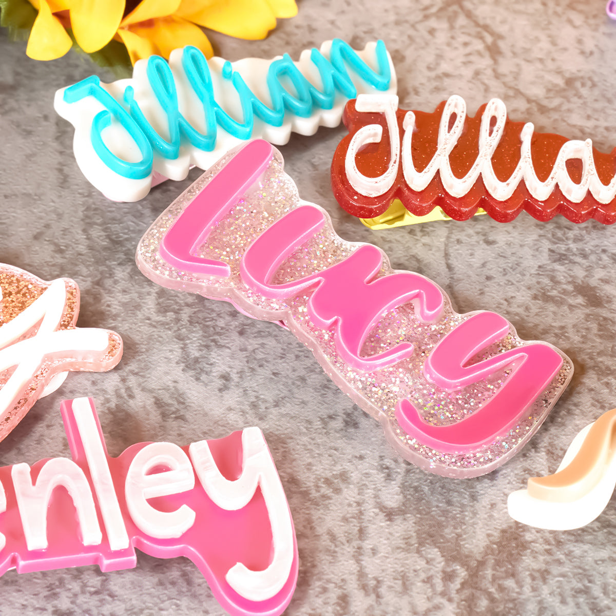 Owllaser Custom Name Acrylic Hair Clip Personalized Hair Accessory Gifts