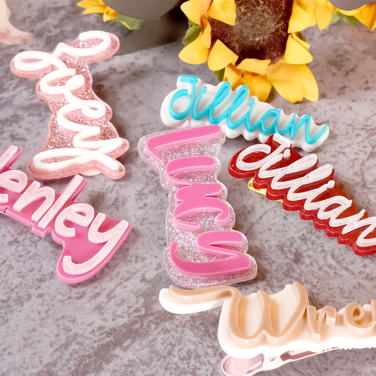 Owllaser Custom Name Acrylic Hair Clip Personalized Hair Accessory Gifts