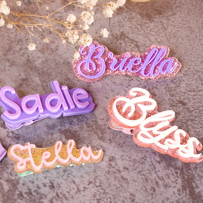 Owllaser Custom Name Acrylic Hair Clip Personalized Hair Accessory Gifts