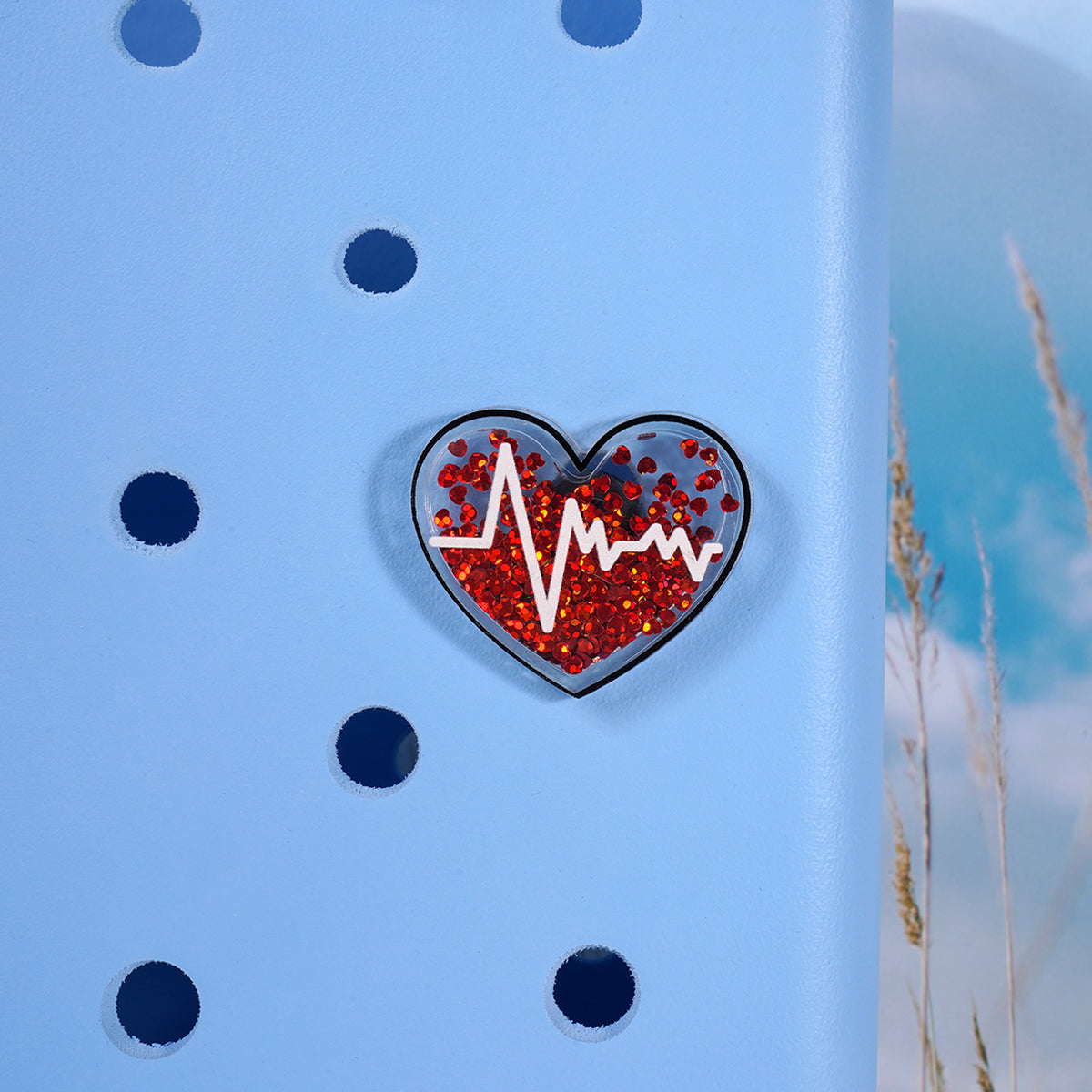 Owllaser Quicksand Heart-shaped Charm for Handbags, Accessories for Bogg Bags
