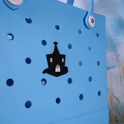 Owllaser Black Castle Charm for Handbags, Accessories for Bogg Bags