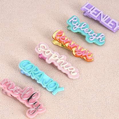 Owllaser Custom Name Acrylic Hair Clip Personalized Hair Accessory Gifts