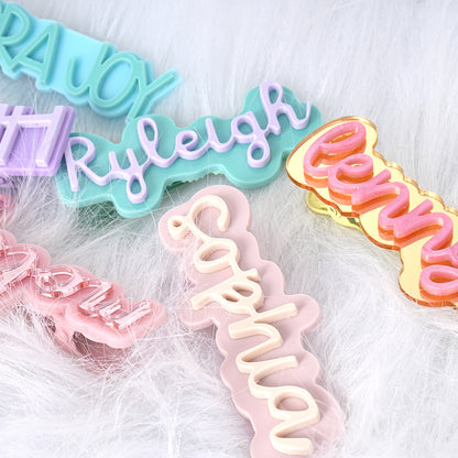 Owllaser Custom Name Acrylic Hair Clip Personalized Hair Accessory Gifts