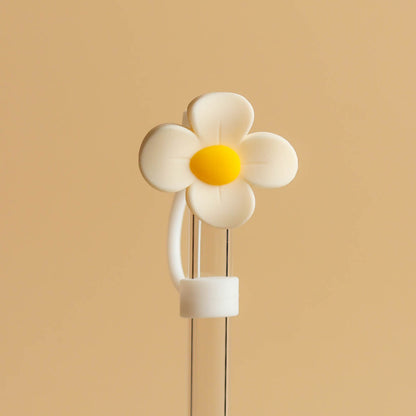 Owllaser White Egg Flower Straw Topper, 10mm Straw Accessory