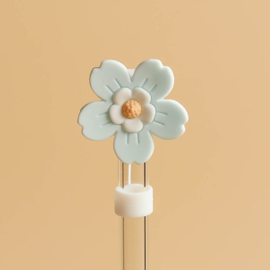 Owllaser Sky-Blue Egg Flower Straw Topper, 10mm Straw Accessory