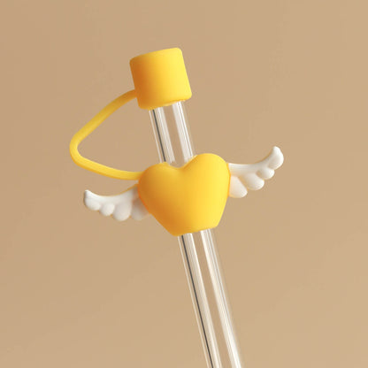 Owllaser Heart Wing Straw Topper, 10mm Straw Accessory