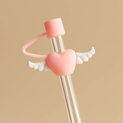 Owllaser Heart Wing Straw Topper, 10mm Straw Accessory