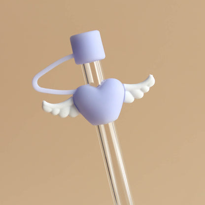 Owllaser Heart Wing Straw Topper, 10mm Straw Accessory