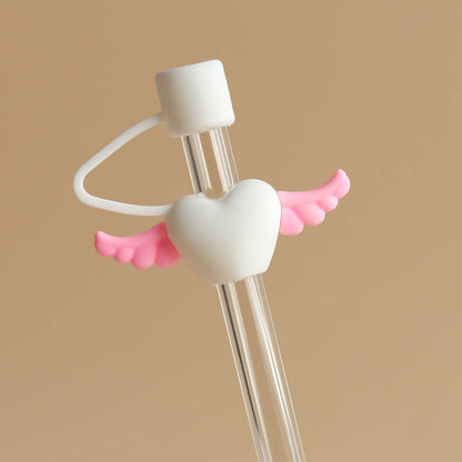 Owllaser Heart Wing Straw Topper, 10mm Straw Accessory