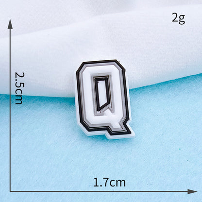 Owllaser 3D Black and White Initial for Shoe Charm