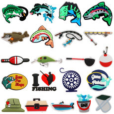 Owllaser 3D DIY Fishing Series Shoe Charms, for Crocs Shoes(21Pcs)