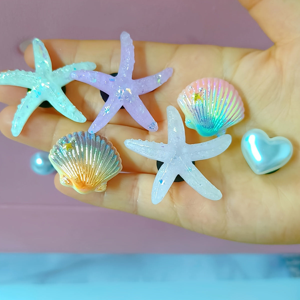 Owllaser Ocean Series Pearls Charms for Handbags, Starfish Accessories for Bogg Bags（15Pcs）