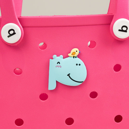 Owllaser Hippo and Bird Charm for Handbags, Accessories for Bogg Bags