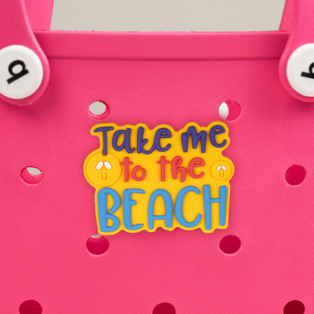 Owllaser Name "Take Me to the Beach" Charm for Handbags, Accessories for Bogg Bags