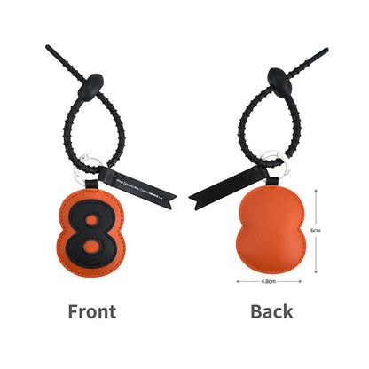 Lucky Number Keychain PU Leather Fashionable and Versatile Bag Pendant