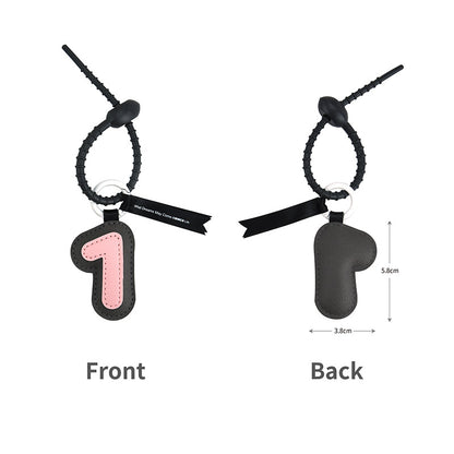 Lucky Number Keychain PU Leather Fashionable and Versatile Bag Pendant