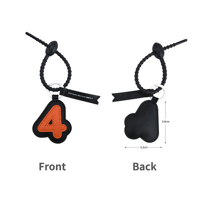 Lucky Number Keychain PU Leather Fashionable and Versatile Bag Pendant