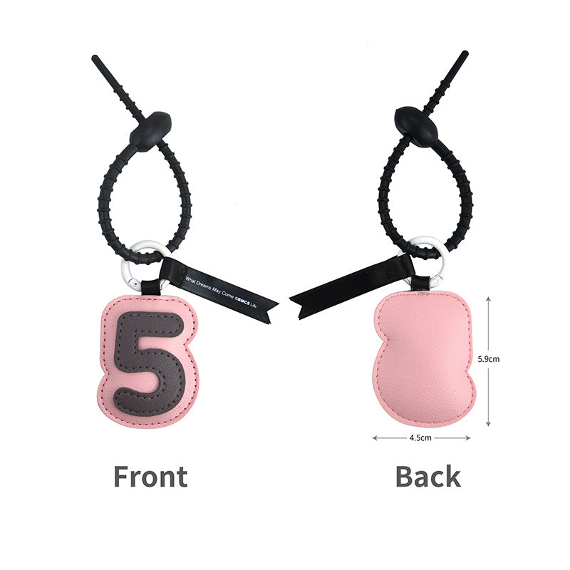 Lucky Number Keychain PU Leather Fashionable and Versatile Bag Pendant