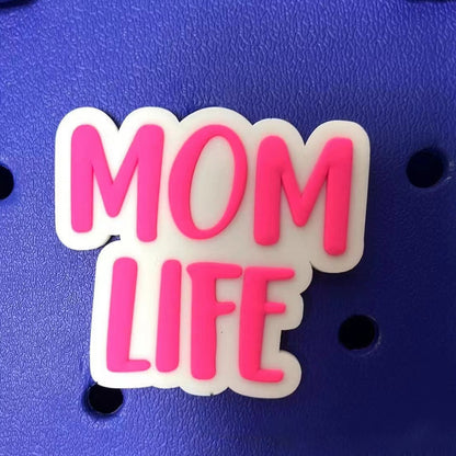 Owllaser "MOM LIFE" HandBag Accessories PVC Rubber Totes Inserts Charms for Bogg Bag