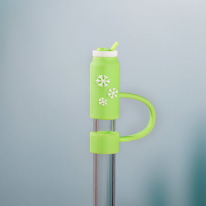 Owllaser 3D Three Snowflakes Cup Straw Topper, 10mm Straw Accessory